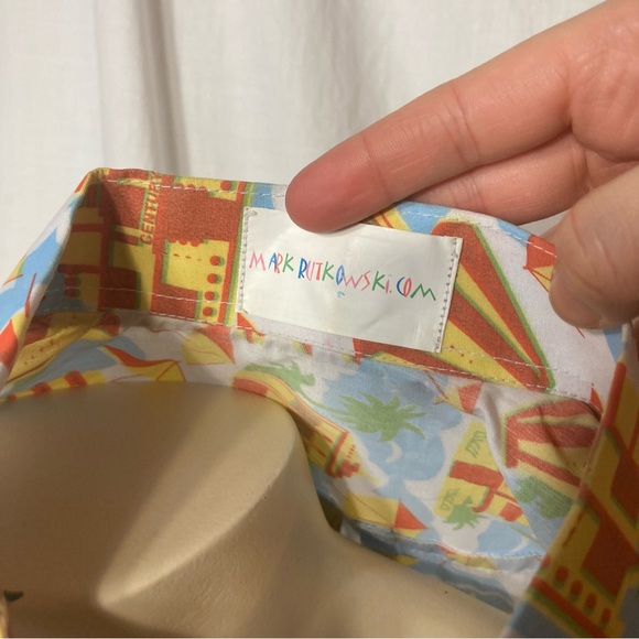 NWT Art Deco Hawiian shirt inspired Miami South Beach Mark Rutkowski medium - Picture 10 of 13